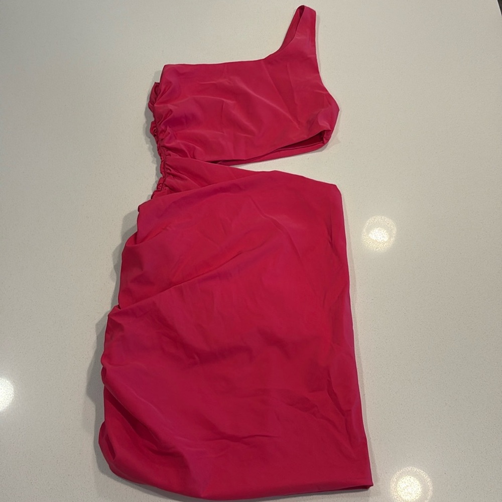 Pink one-shoulder mini dress from Zara